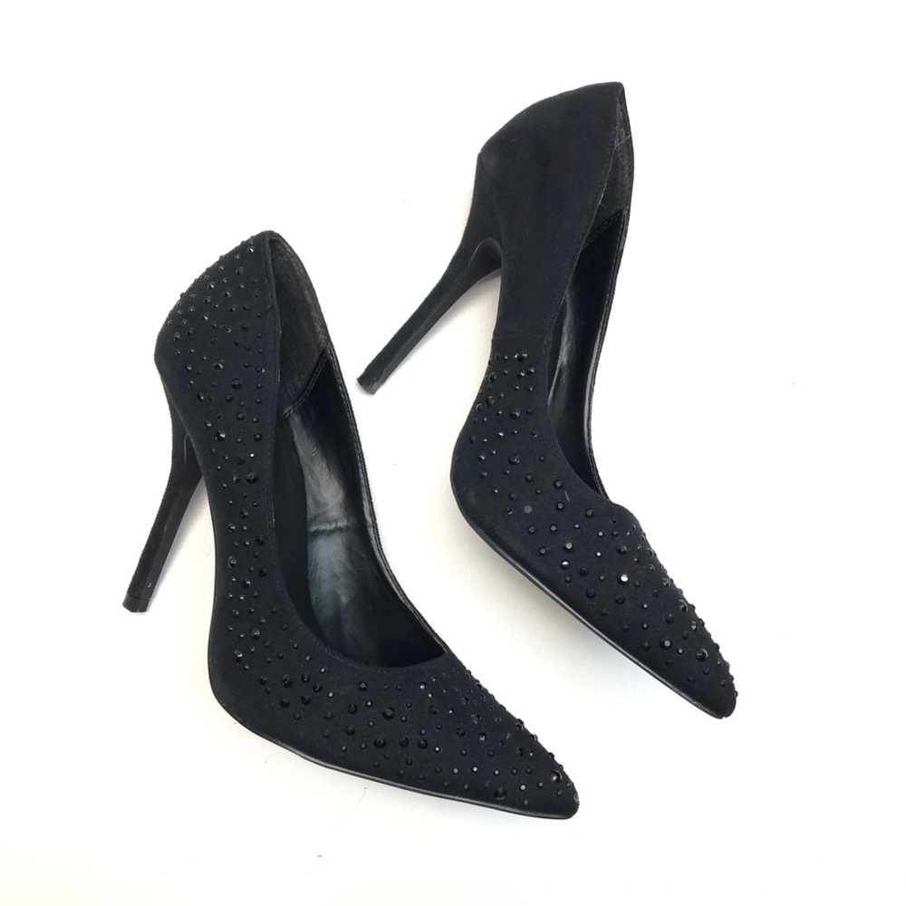 CALL IT SPRING black Rhinestone Faux Leather Pumps
